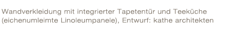 Wandverkleidung mit integrierter Tapetentür und Teeküche